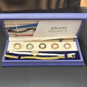 Vintage 1960 Nivada Colorama VI women’s Watch Set with Interchangeable Bezels